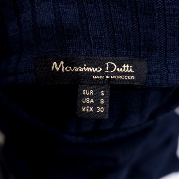 MASSIMO DUTTI Soft Knit Sweater Pullover Base Layer Navy Blue Mock Neck Sz Small - Picture 4 of 6
